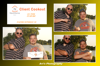 Photo booth photo with business card